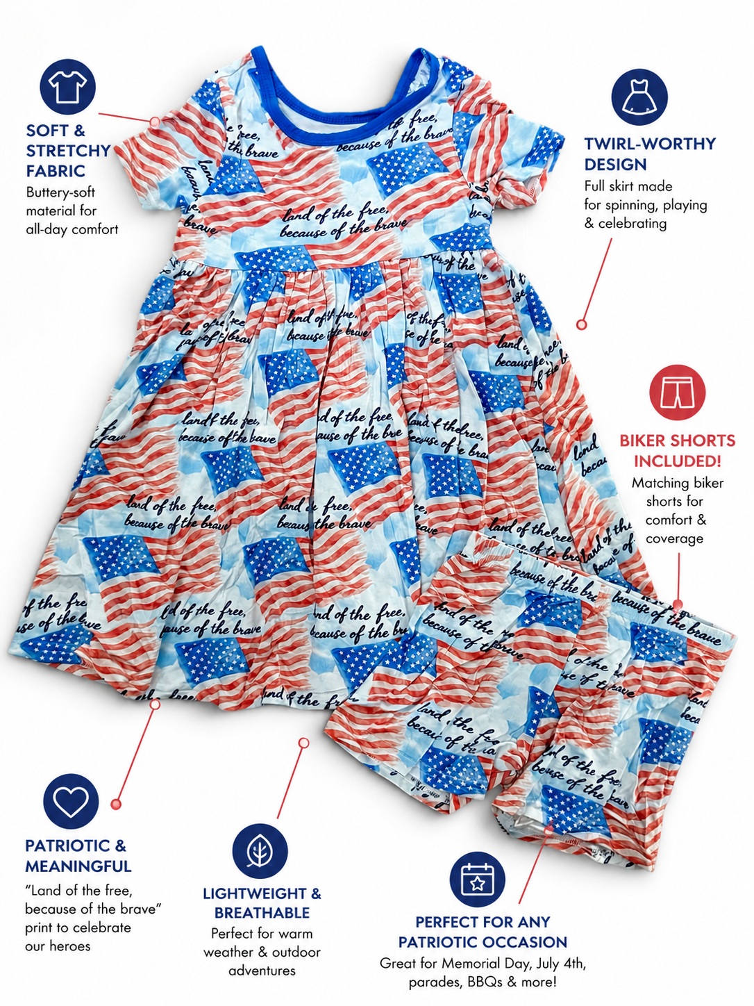 “Because of the Brave” Twirl Dress with Biker Shorts
