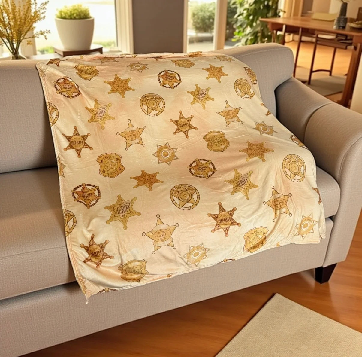 "Sheriff Badges" 60x60” Fleece Cuddle Blanket