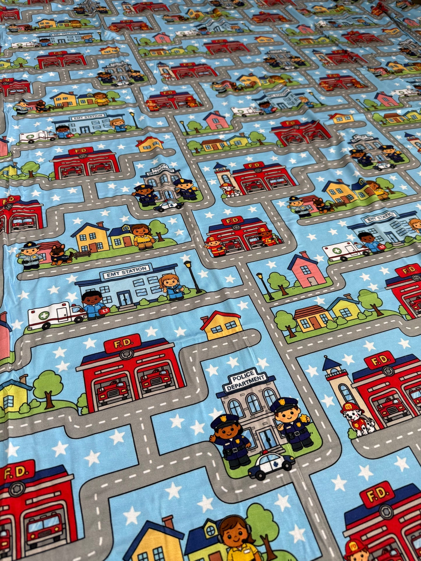 “Little Town Heroes” Double Sided 60x60 Bamboo Blanket