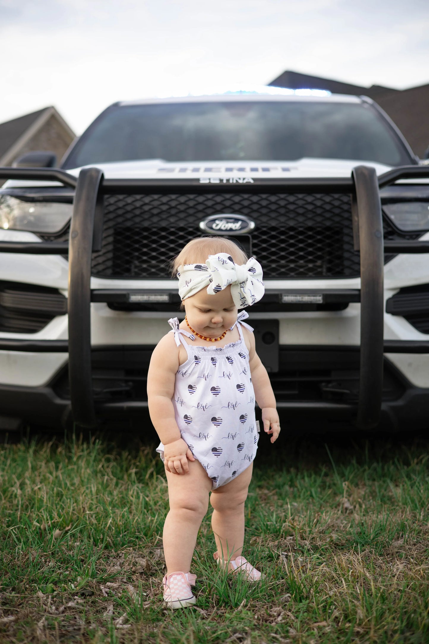 Thin Blue Love Bubble Romper