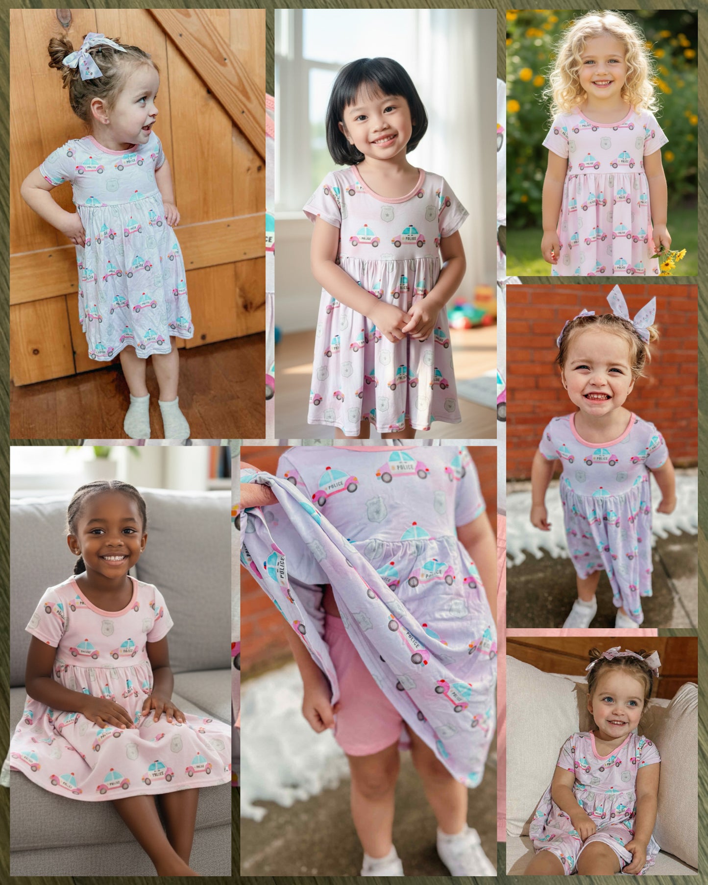 “Pink Police Cars and Badges” Twirl Dress with Biker Shorts