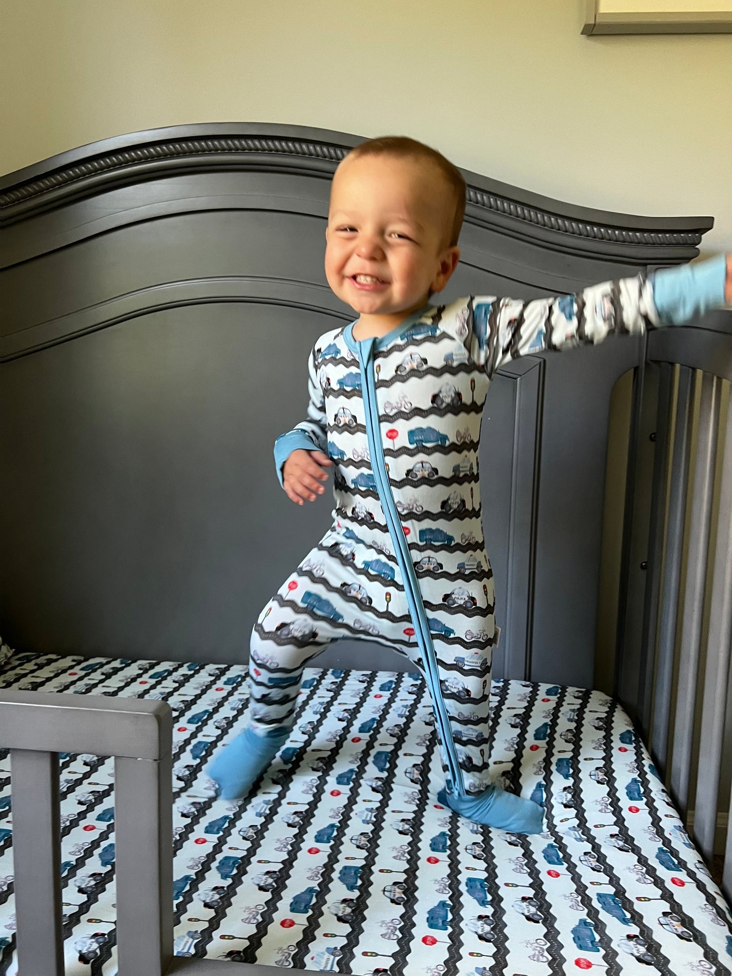 “Road Patrol” Fitted Bamboo Crib Sheet