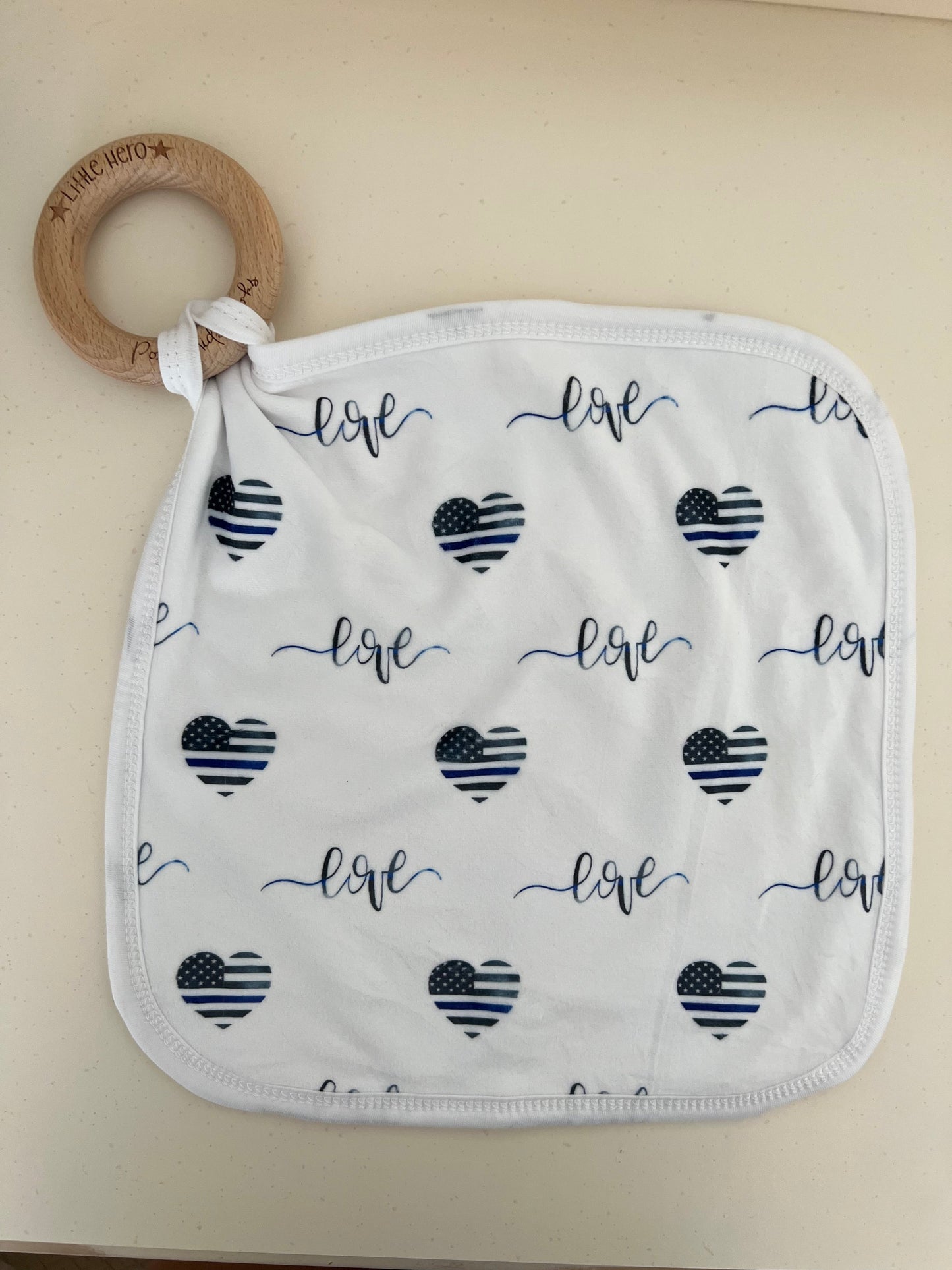 Thin Blue Love Plush Bamboo Double-Sided Lovey