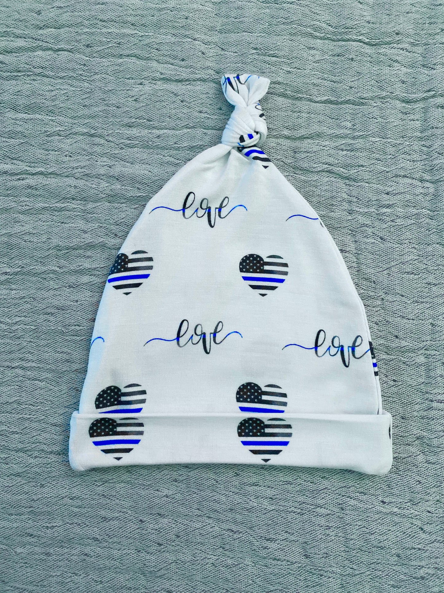 Thin Blue Love Knotted Hat