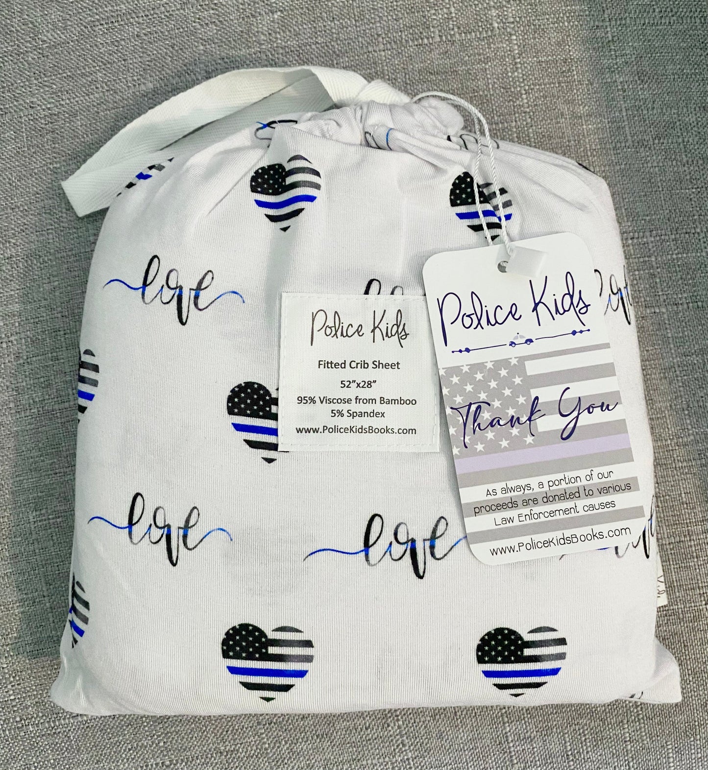 Thin Blue Love Fitted Bamboo Crib Sheet