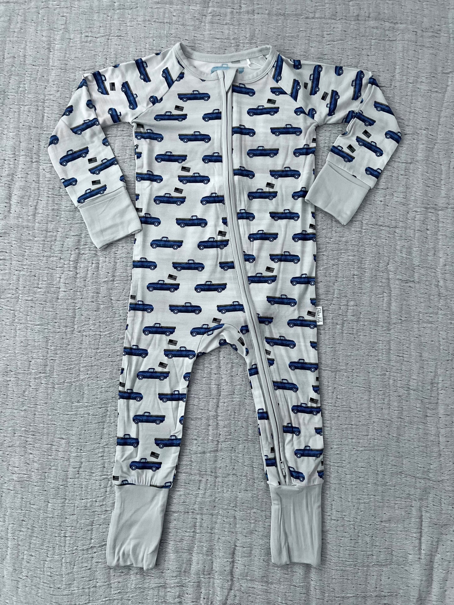 “Little Thin Blue Trucks” Comfy Cozies Zip-Up