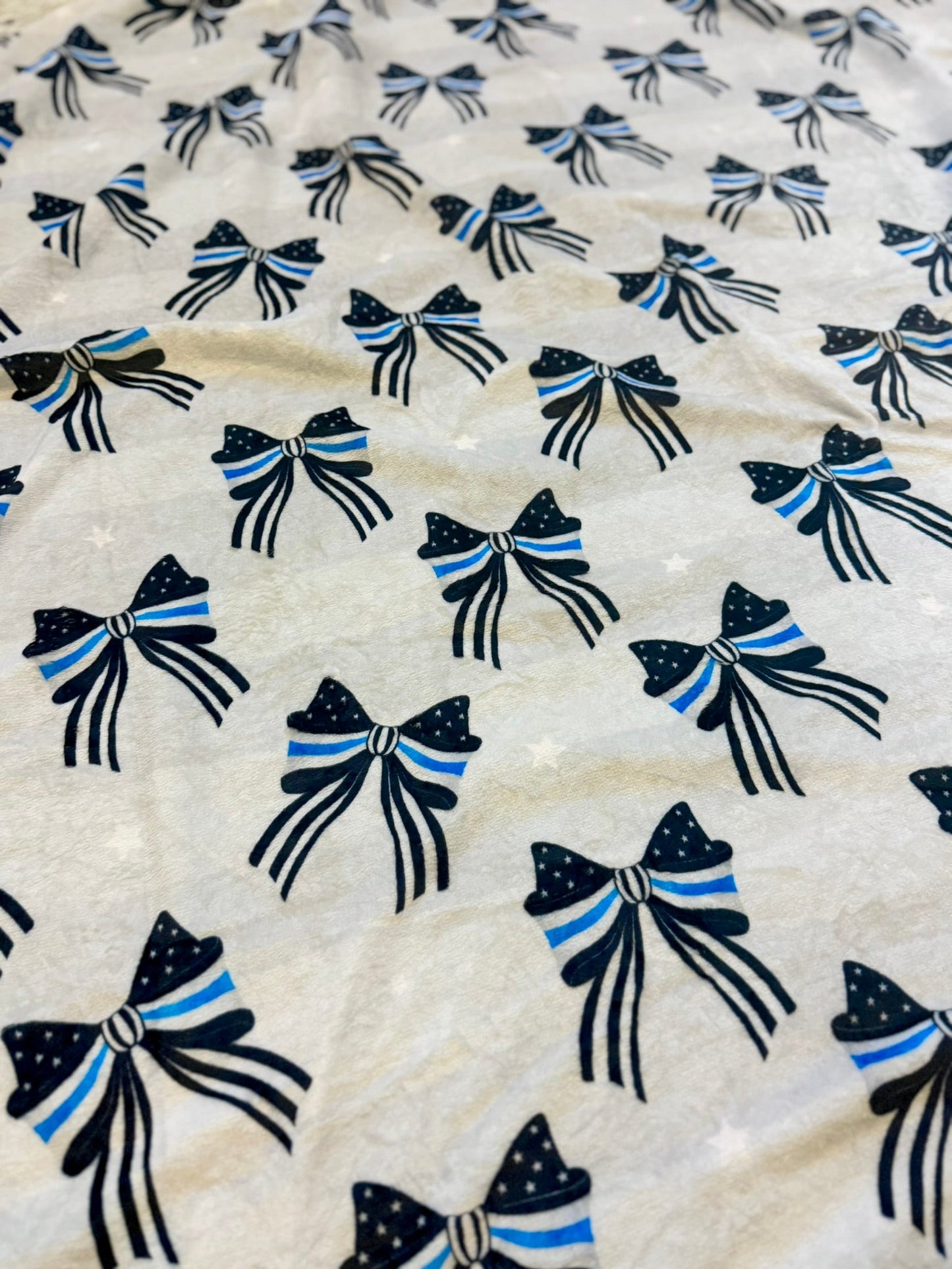 "Blue Line Bows" 60x60” Fleece Cuddle Blanket
