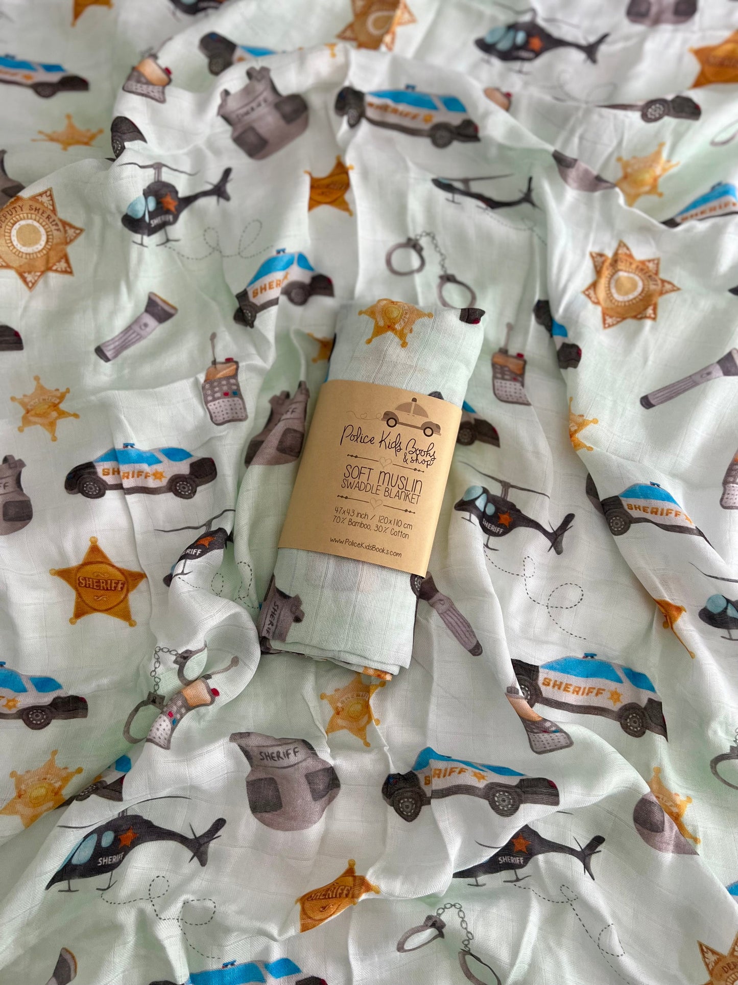 “Sheriff On Duty” Muslin Swaddle Blanket