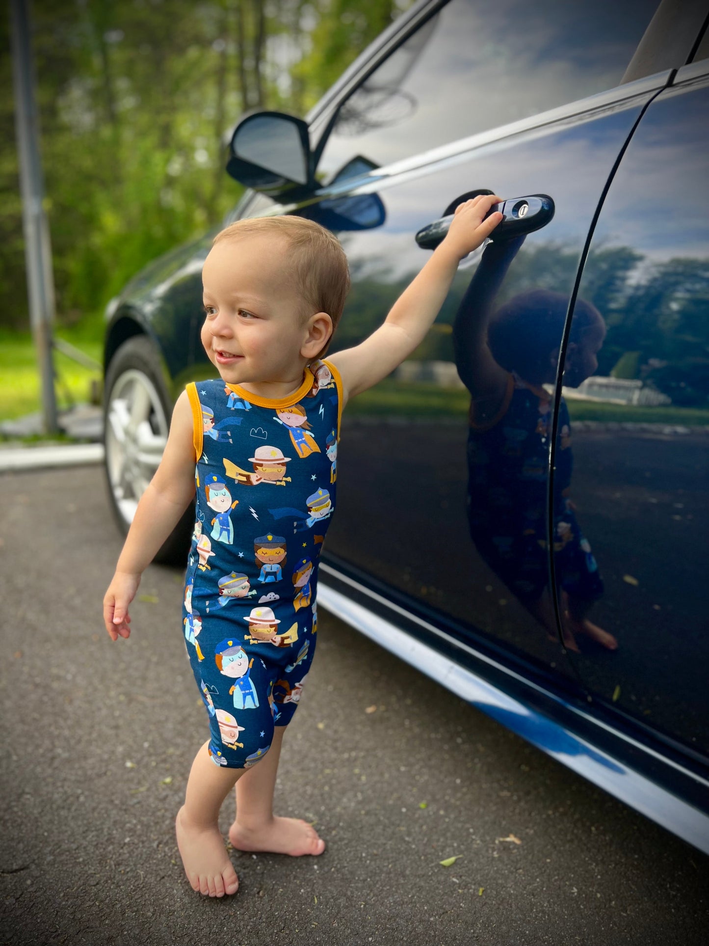 “Real-Life Superheroes” Shorts Romper