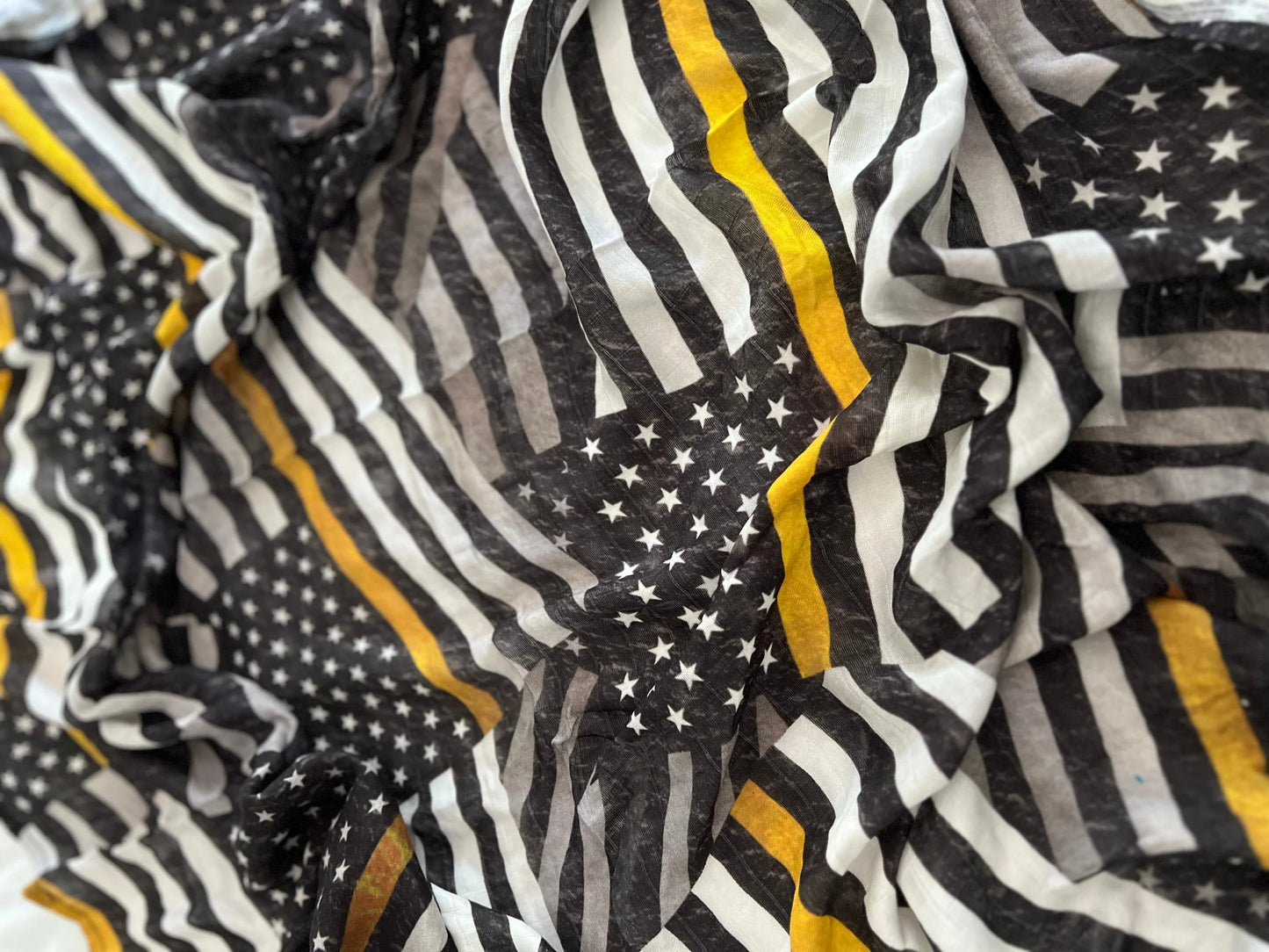 Classic Thin Gold Line Flags Bamboo Muslin Swaddle
