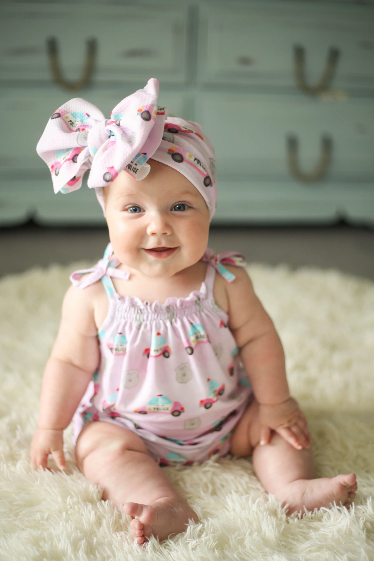 "Pink Police Cars & Badges” Bubble Romper