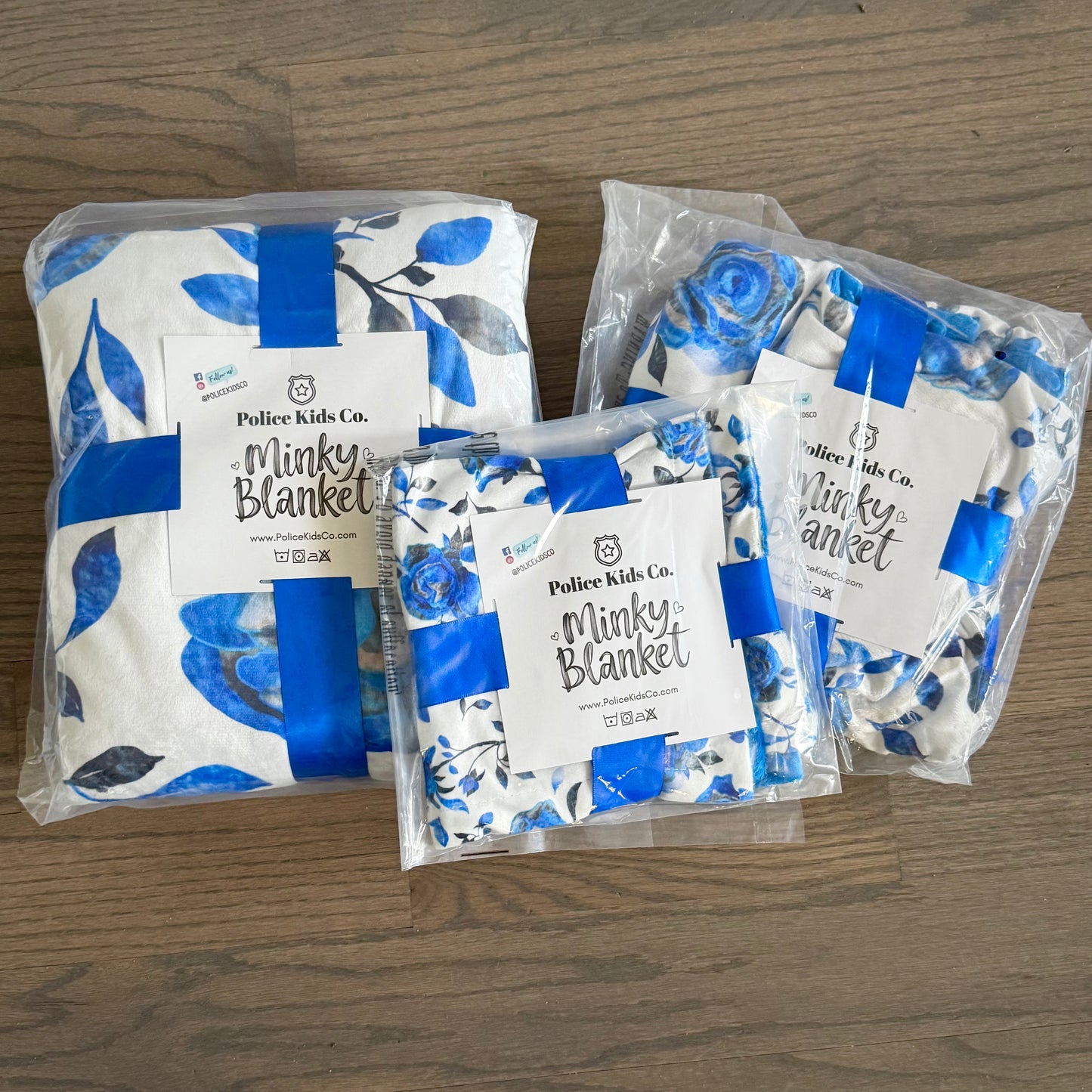“Blue Line Roses” Minky Blanket - Choose Size!