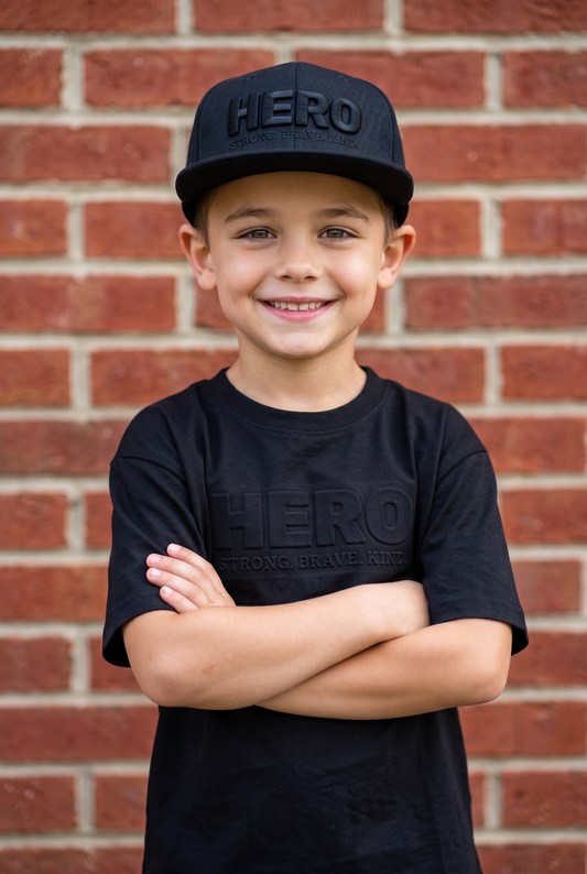 “Raised to Be a Hero” Embossed Tee