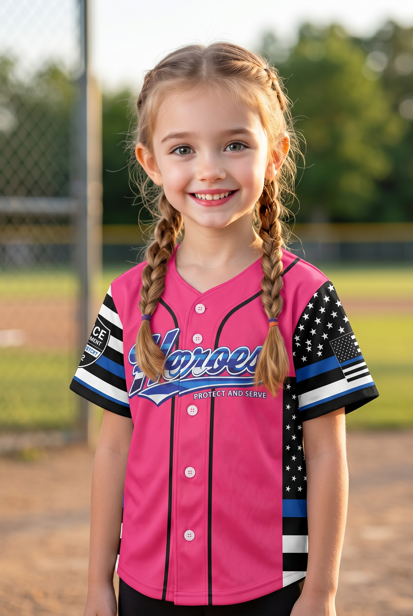 PINK Heroes Baseball Jersey Style Top