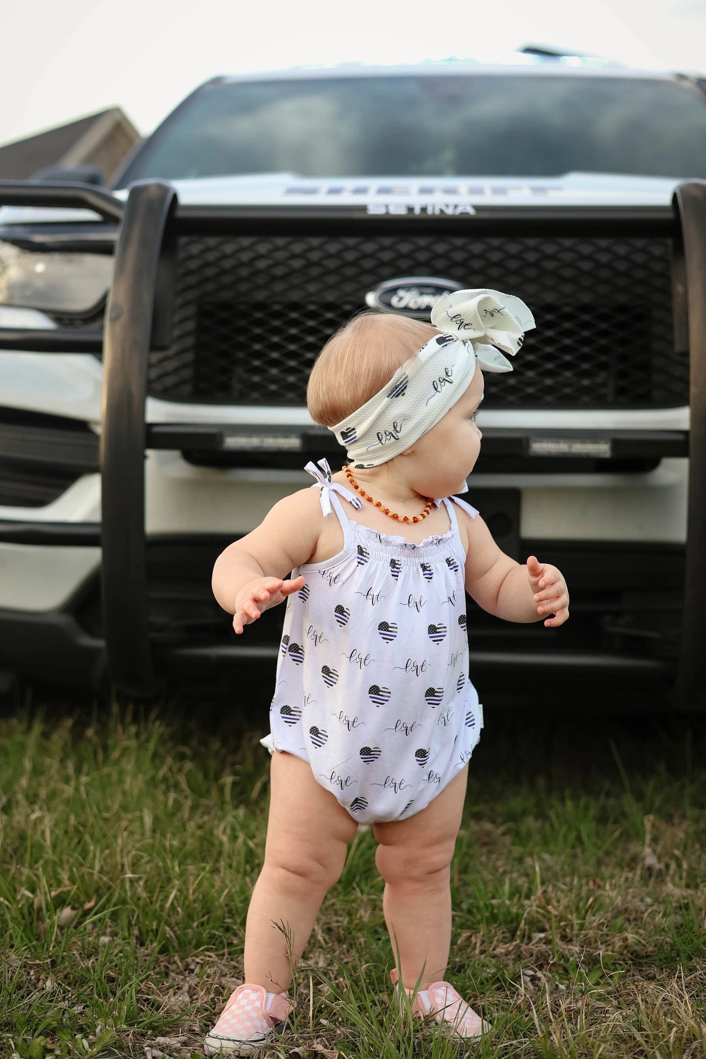 Thin Blue Love Bubble Romper