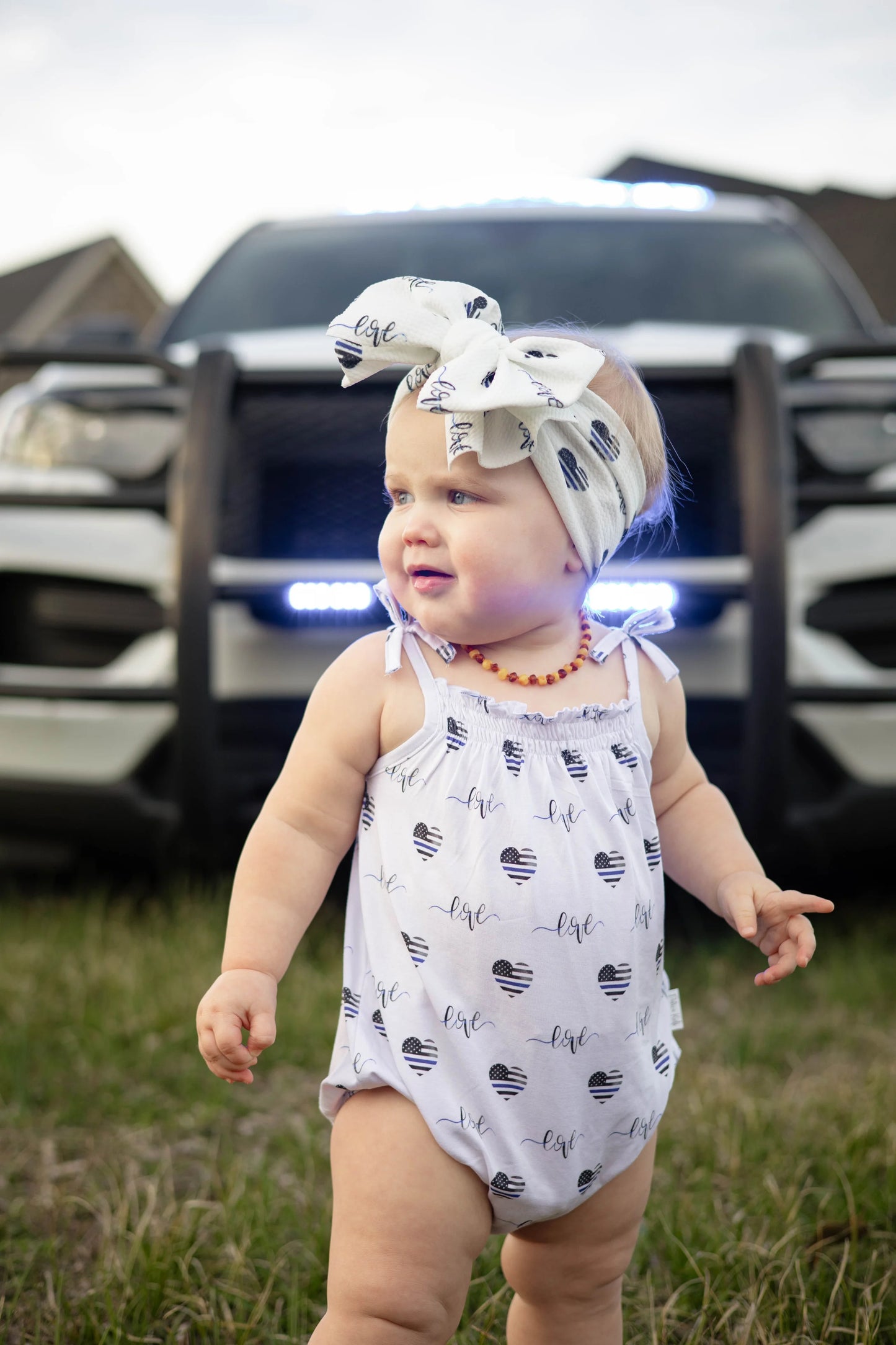 Thin Blue Love Bubble Romper