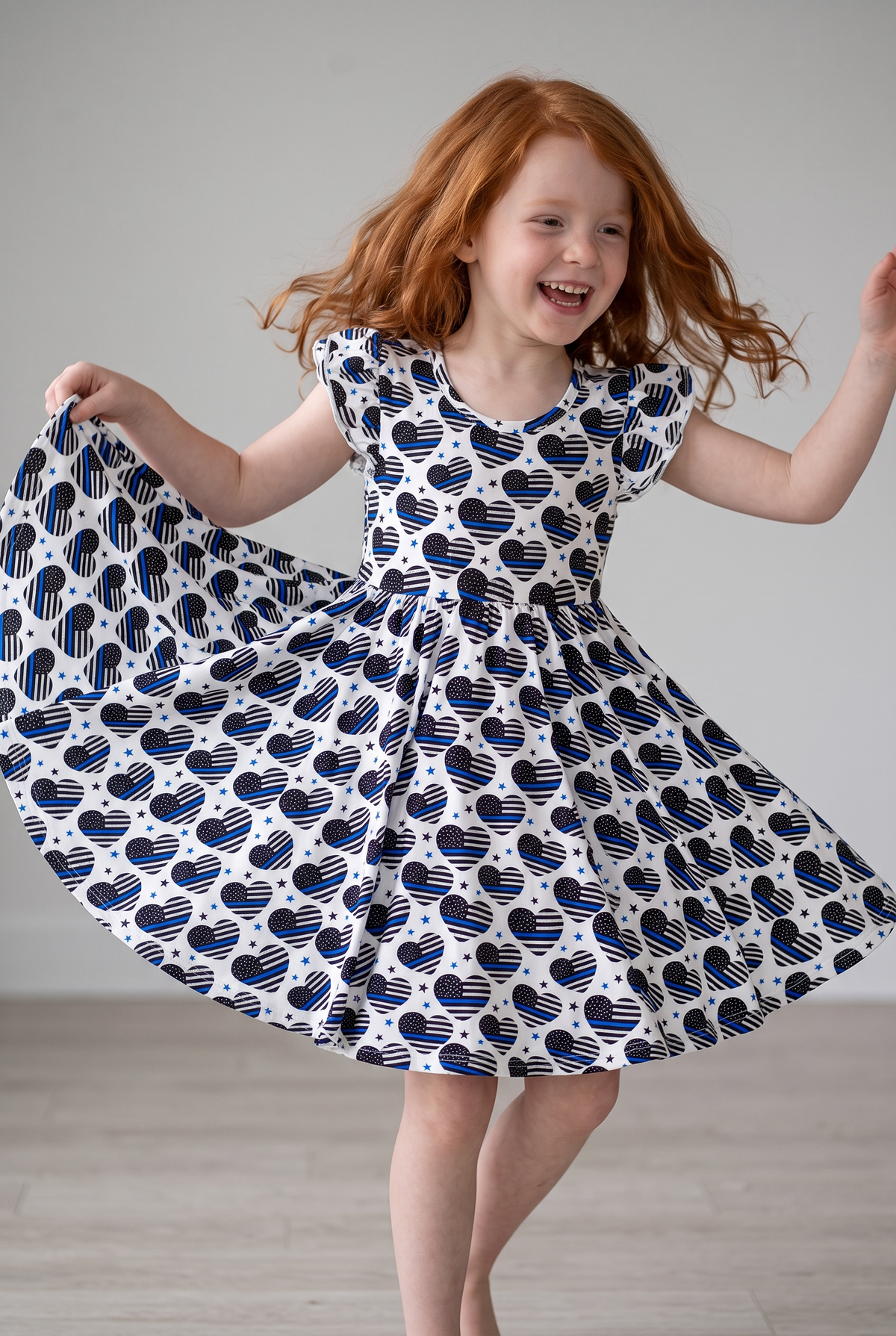 Thin Blue Sweethearts Twirl Dress