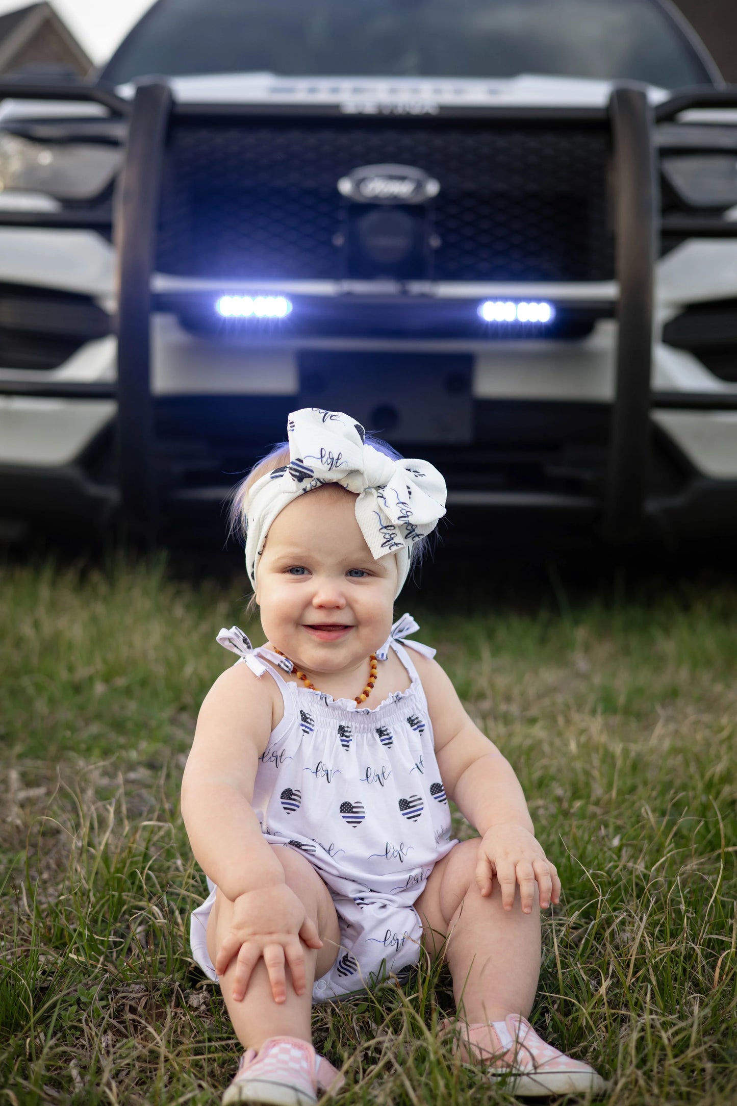 Thin Blue Love Bubble Romper