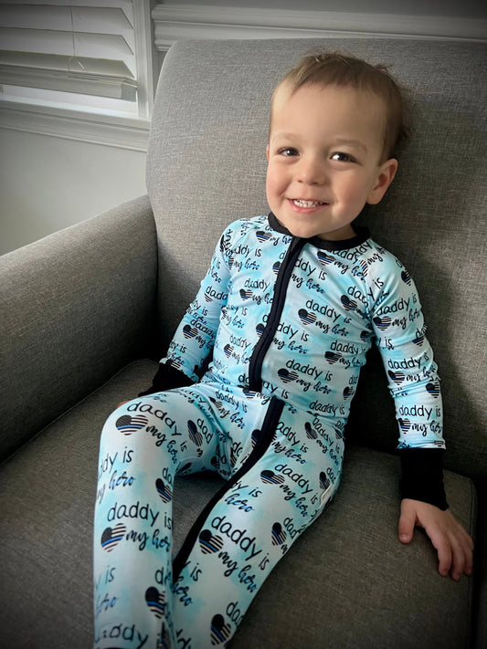 “Daddy’s Little Hero” Comfy Cozies Zip-Up