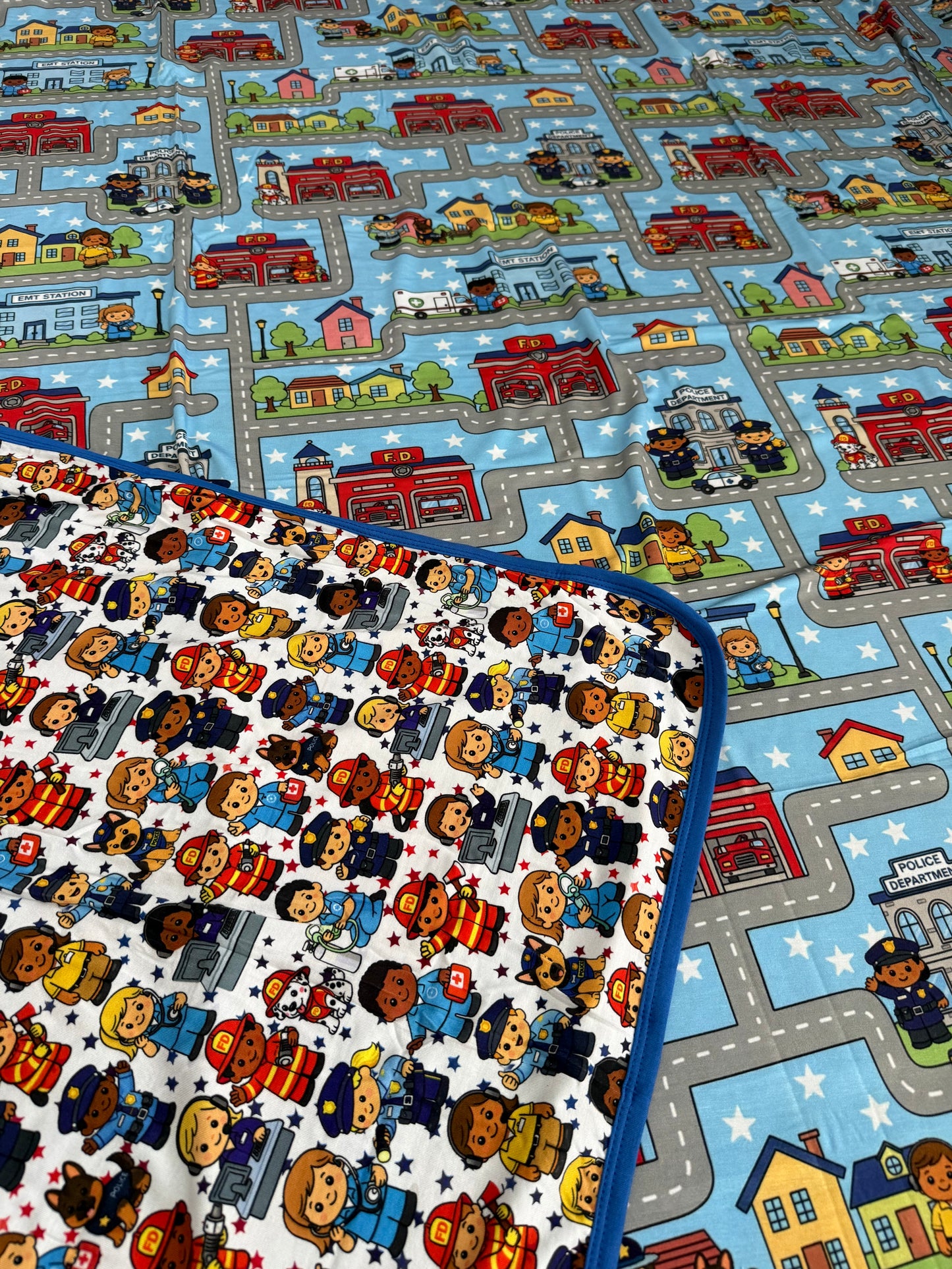 “Little Town Heroes” Double Sided 60x60 Bamboo Blanket