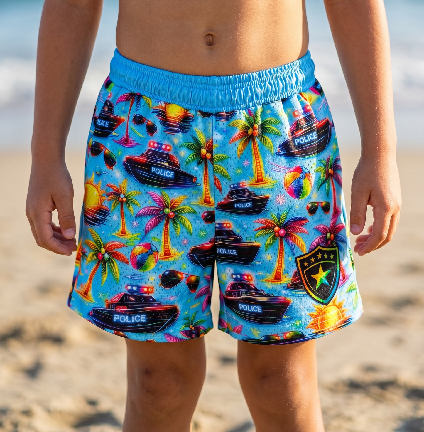 “Surf Patrol” Mesh Shorts