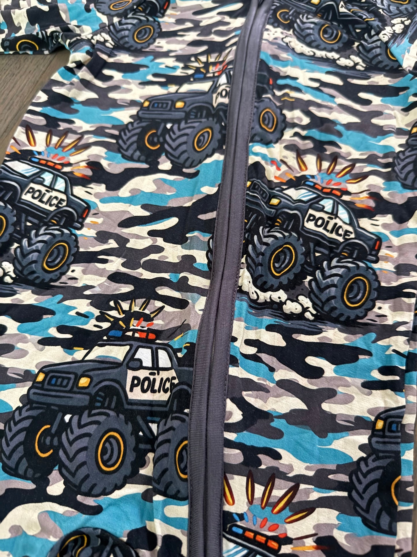 “Monster Truck Patrol" Zip-Up Comfy Cozies