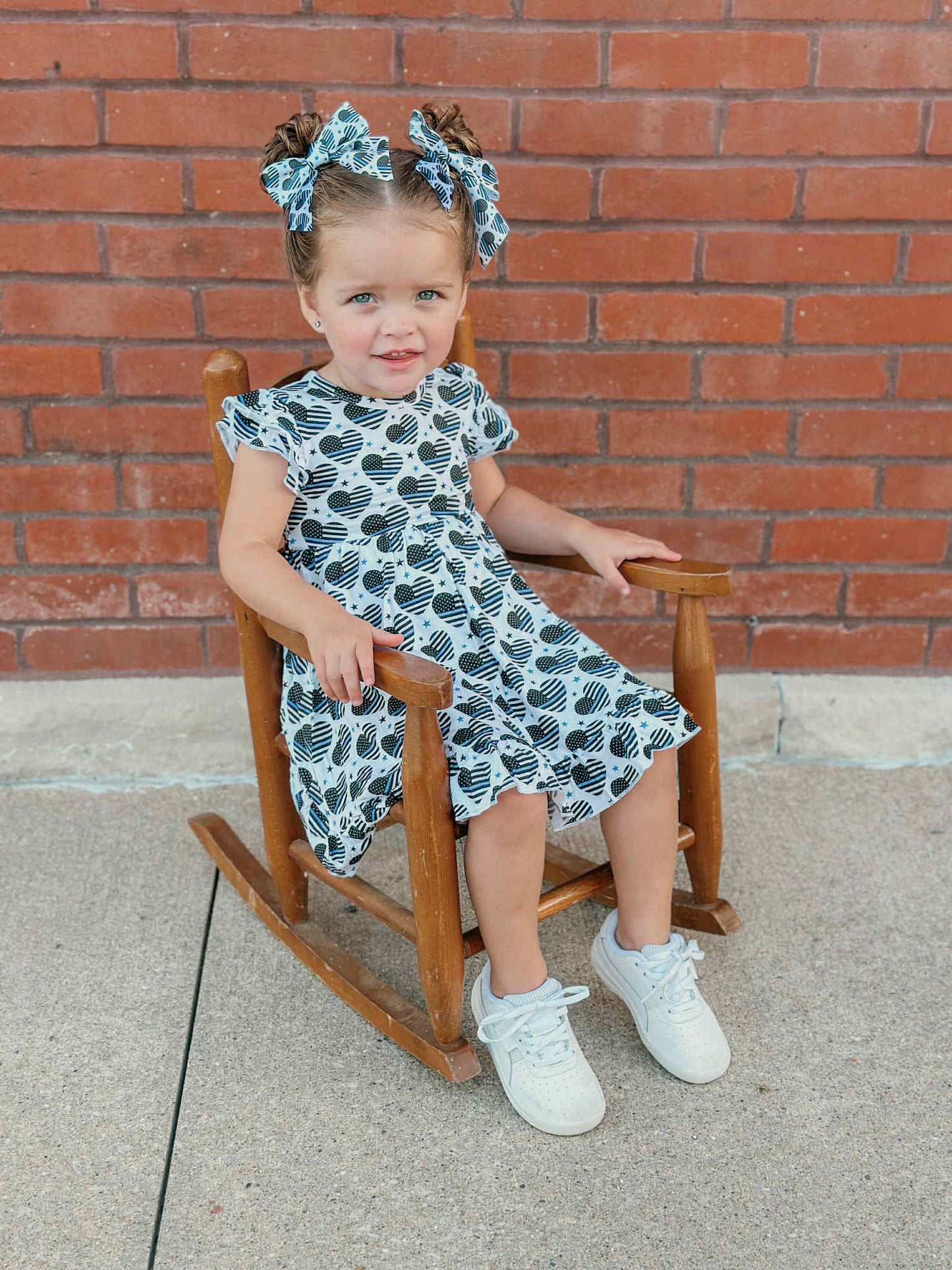 Thin Blue Sweethearts Bodysuit Twirl Dress