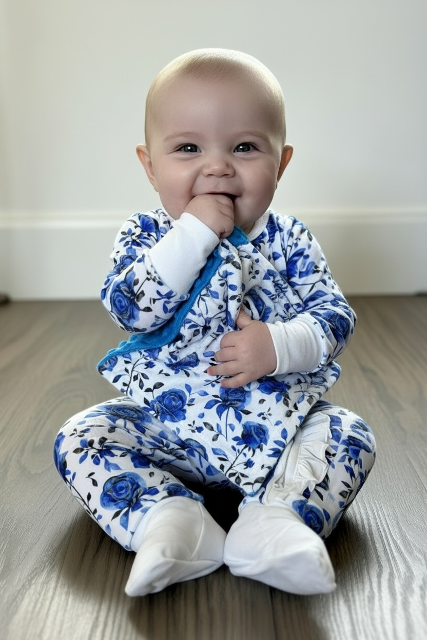 “Blue Line Roses” Minky Blanket - Choose Size!