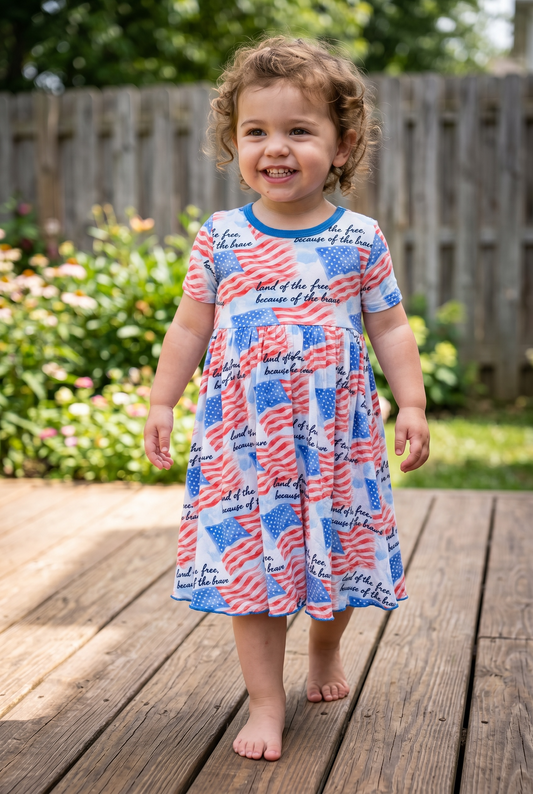 “Because of the Brave” Twirl Dress with Biker Shorts