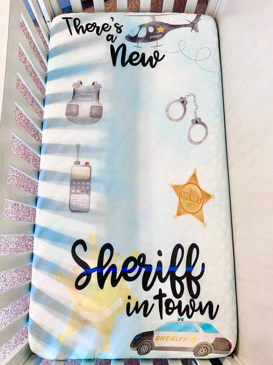 Sheriff Photo-Op Fitted Bamboo Crib Sheet