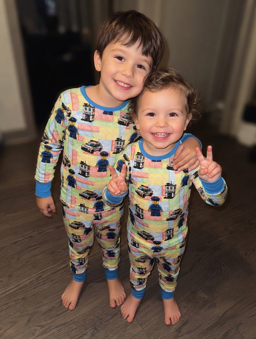 “Building Block Cops” Two Piece Comfy Cozies