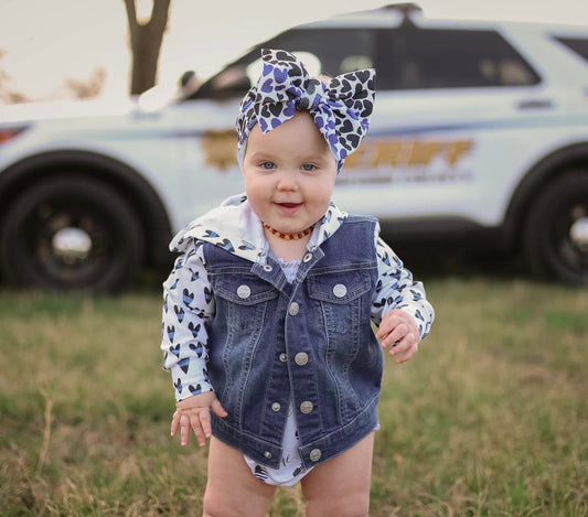 “Blue Line Hearts” Denim Jacket