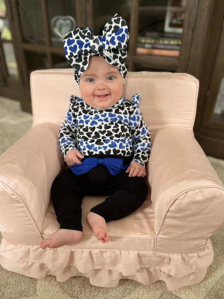 Thin Blue Hearts Two-Piece Outfit Set (Short or Long Option)