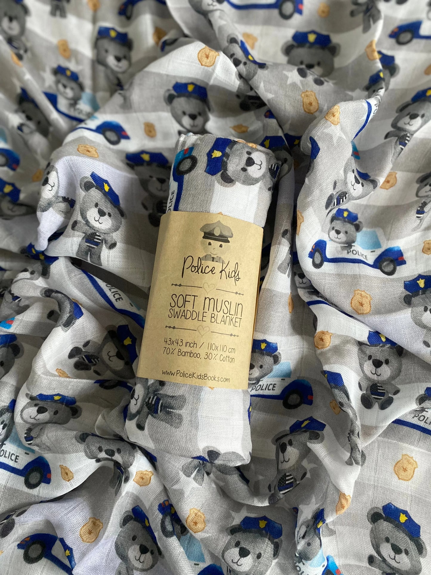 Blue Buddy Bamboo Muslin Swaddle