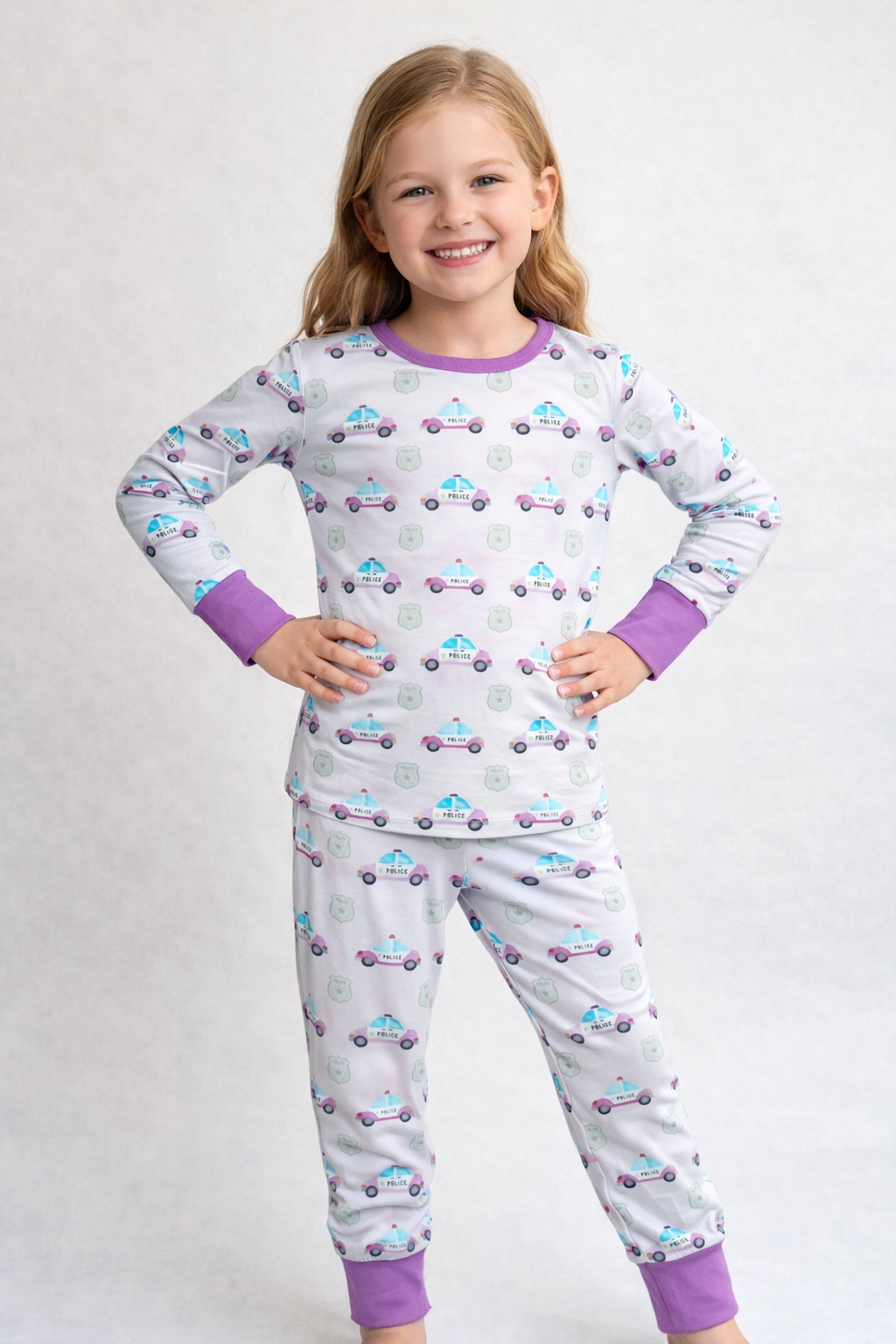 “Pink Police Cars and Badges” Two Piece Comfy Cozies