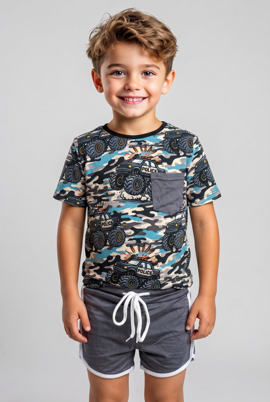 “Monster Truck Patrol” Shorts Daywear Set