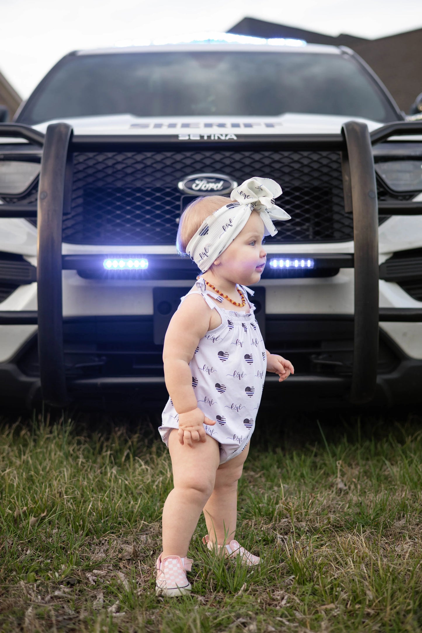 Thin Blue Love Bubble Romper