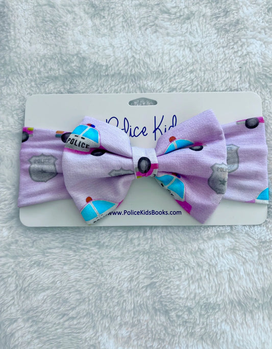 "Pink Police Cars and Badges" Deluxe Bow Headband