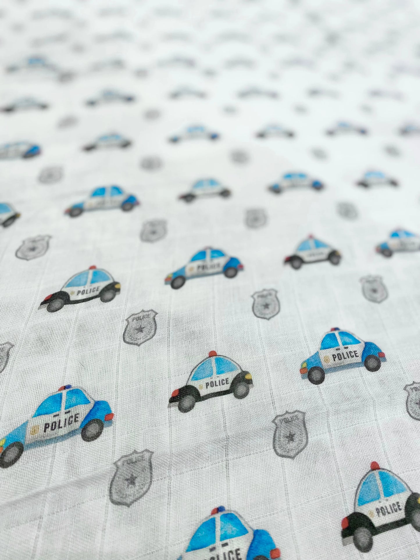 Police Cars and Badges Bamboo Muslin Swaddle