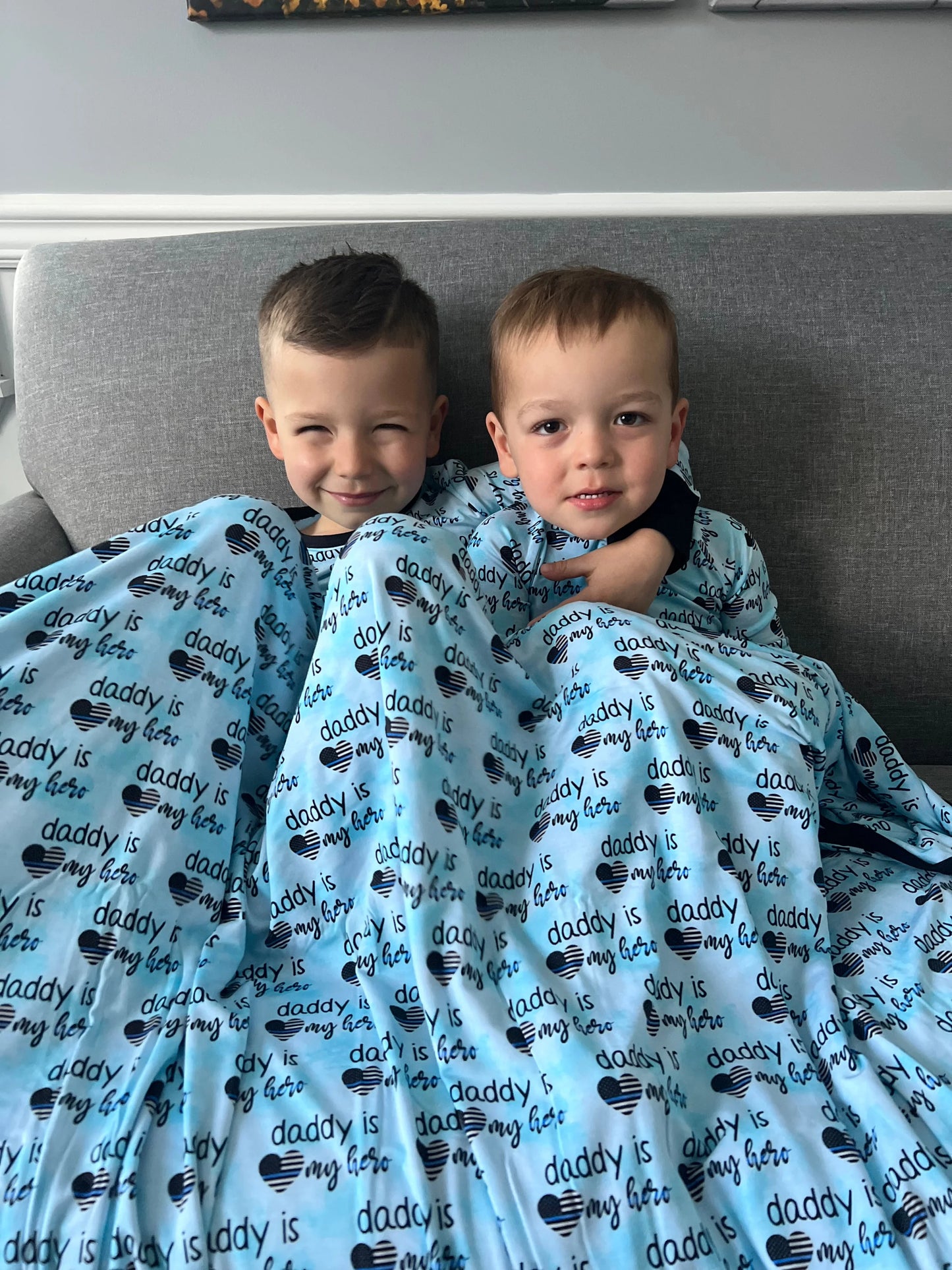 “Daddy’s Little Hero” 60x60 Double Sided Bamboo Blanket