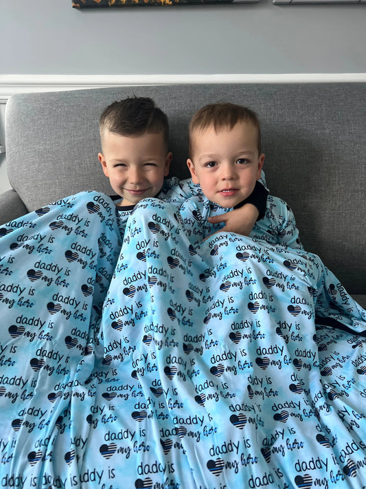 “Daddy’s Little Hero” 60x60 Double Sided Bamboo Blanket