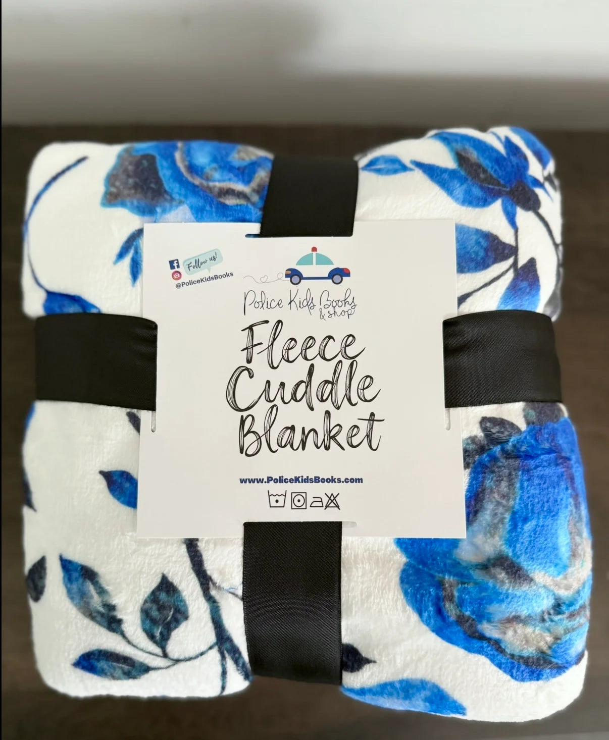 "Blue Line Roses" 60x60” Fleece Cuddle Blanket