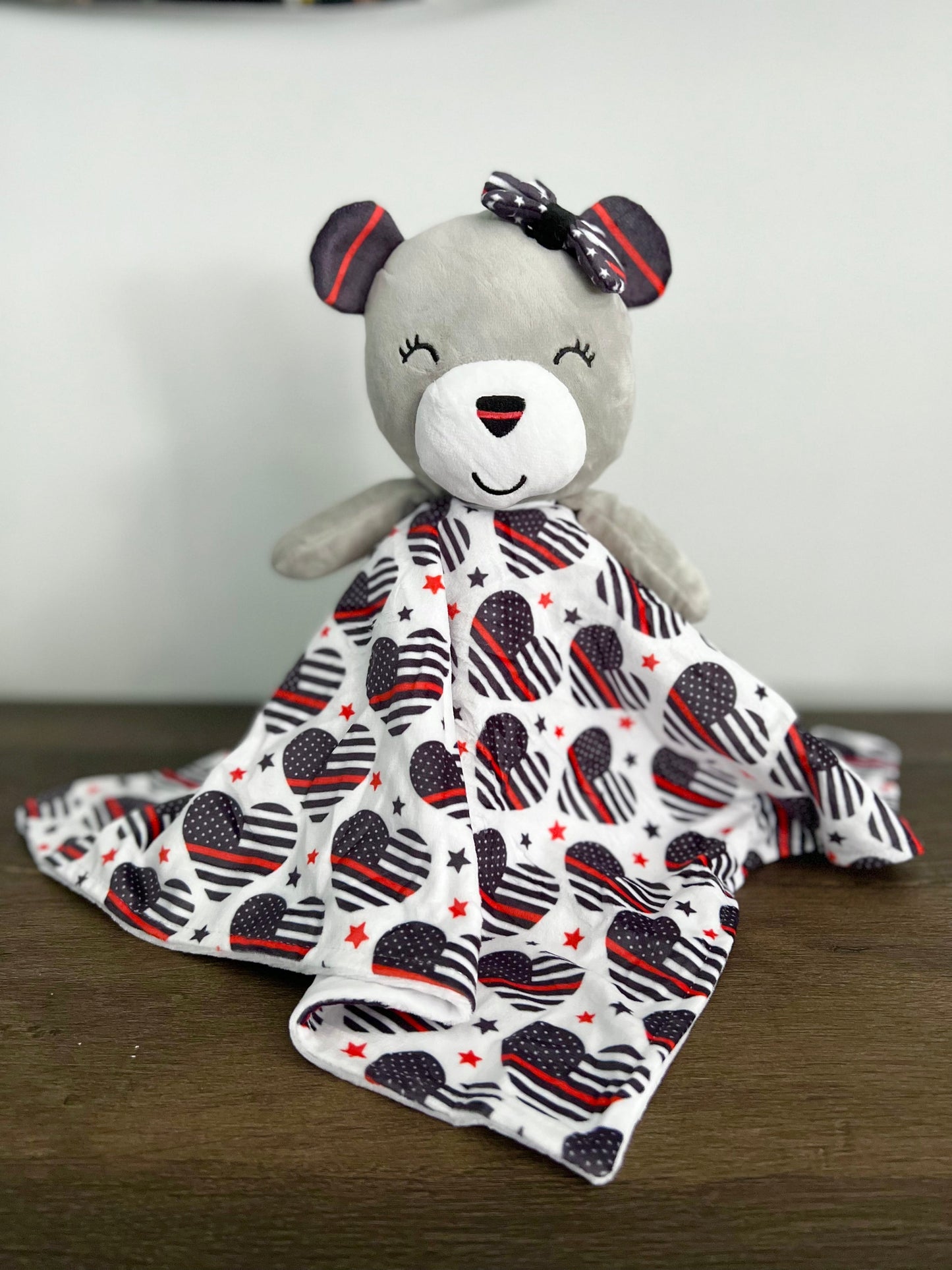 Thin Red "Sweet Hearts" Bear Lovey