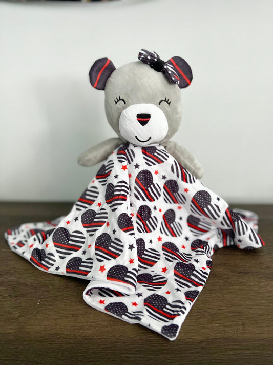 Thin Red "Sweet Hearts" Bear Lovey