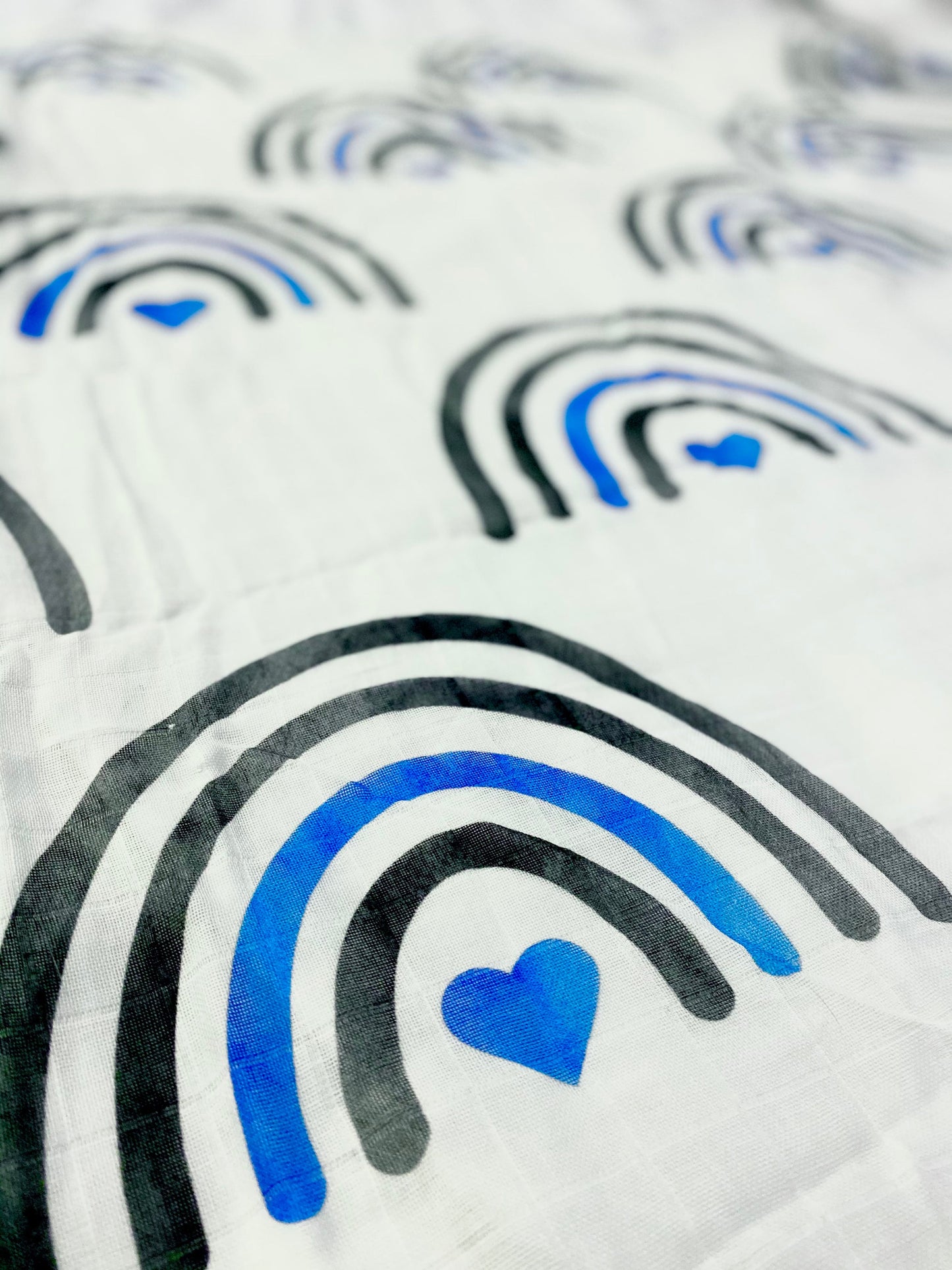 Thin Blue Rainbows Bamboo Muslin Swaddle