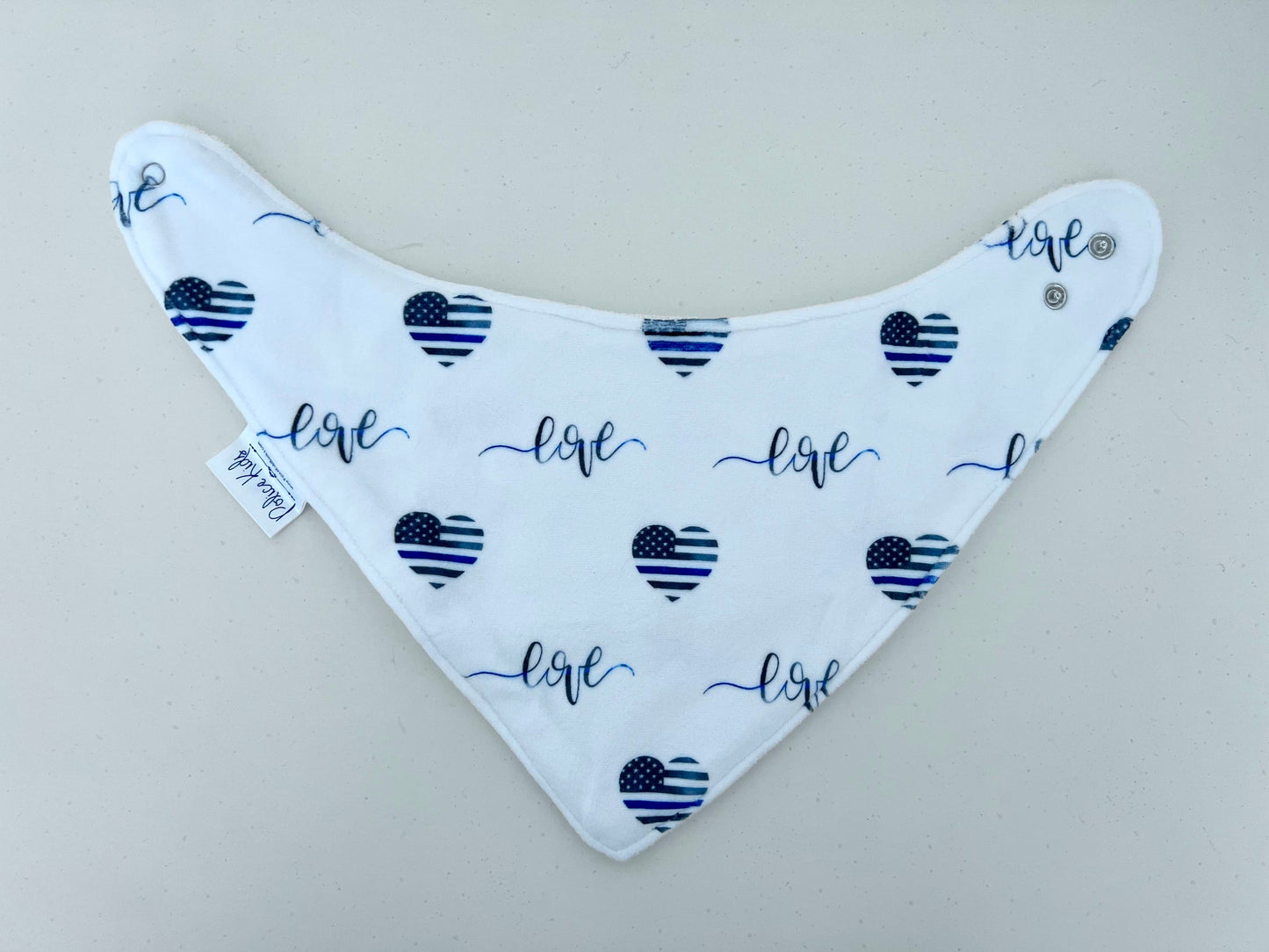 Thin Blue Love Plush Bamboo Bandana Bib