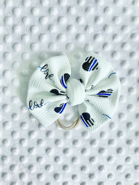 Thin Blue Love Nylon Bow
