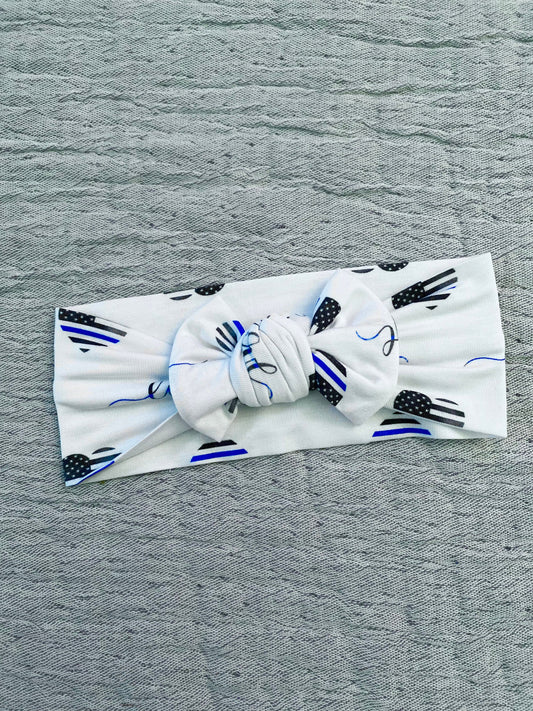 Thin Blue Love Knotted Headband