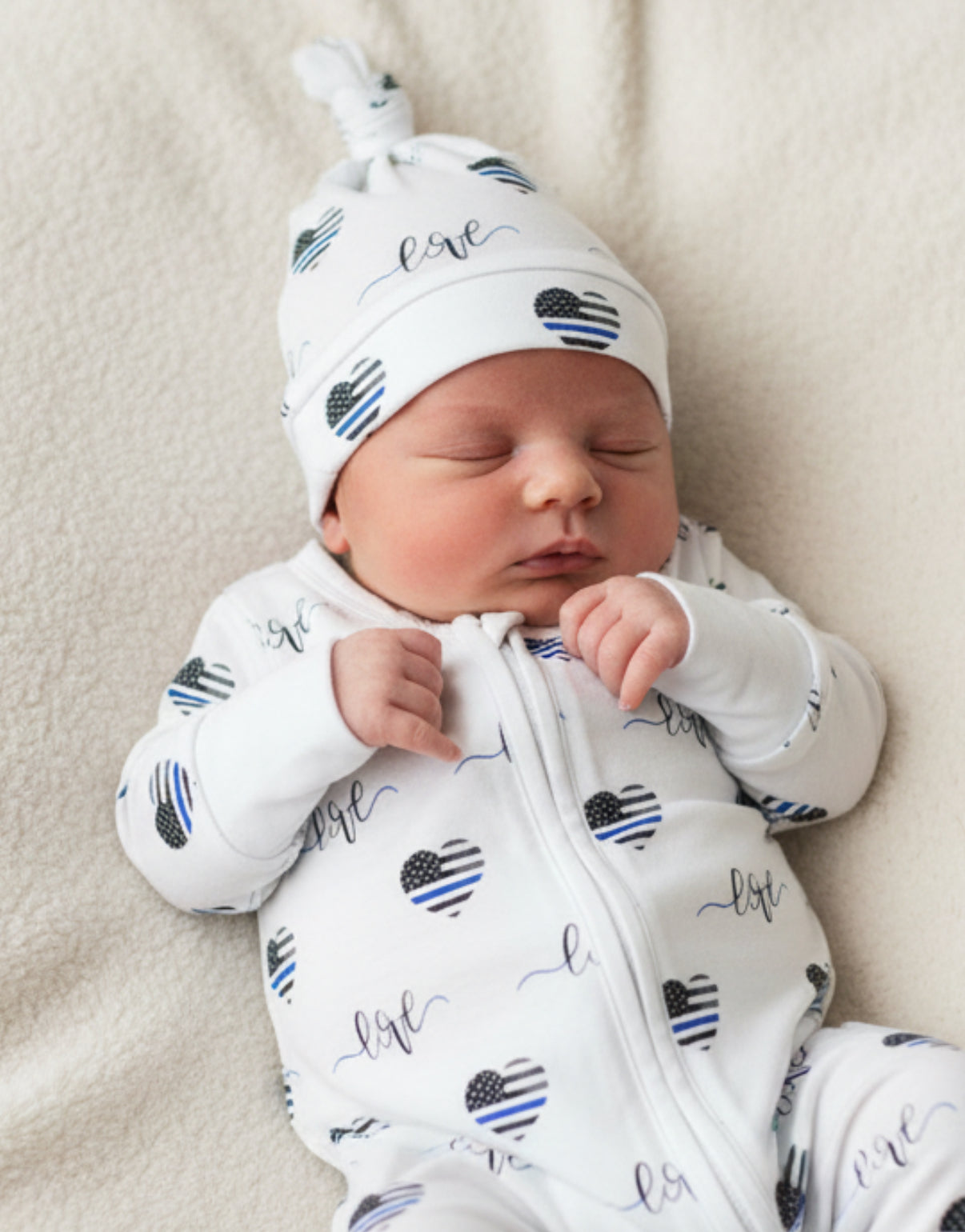 Thin Blue Love Knotted Hat