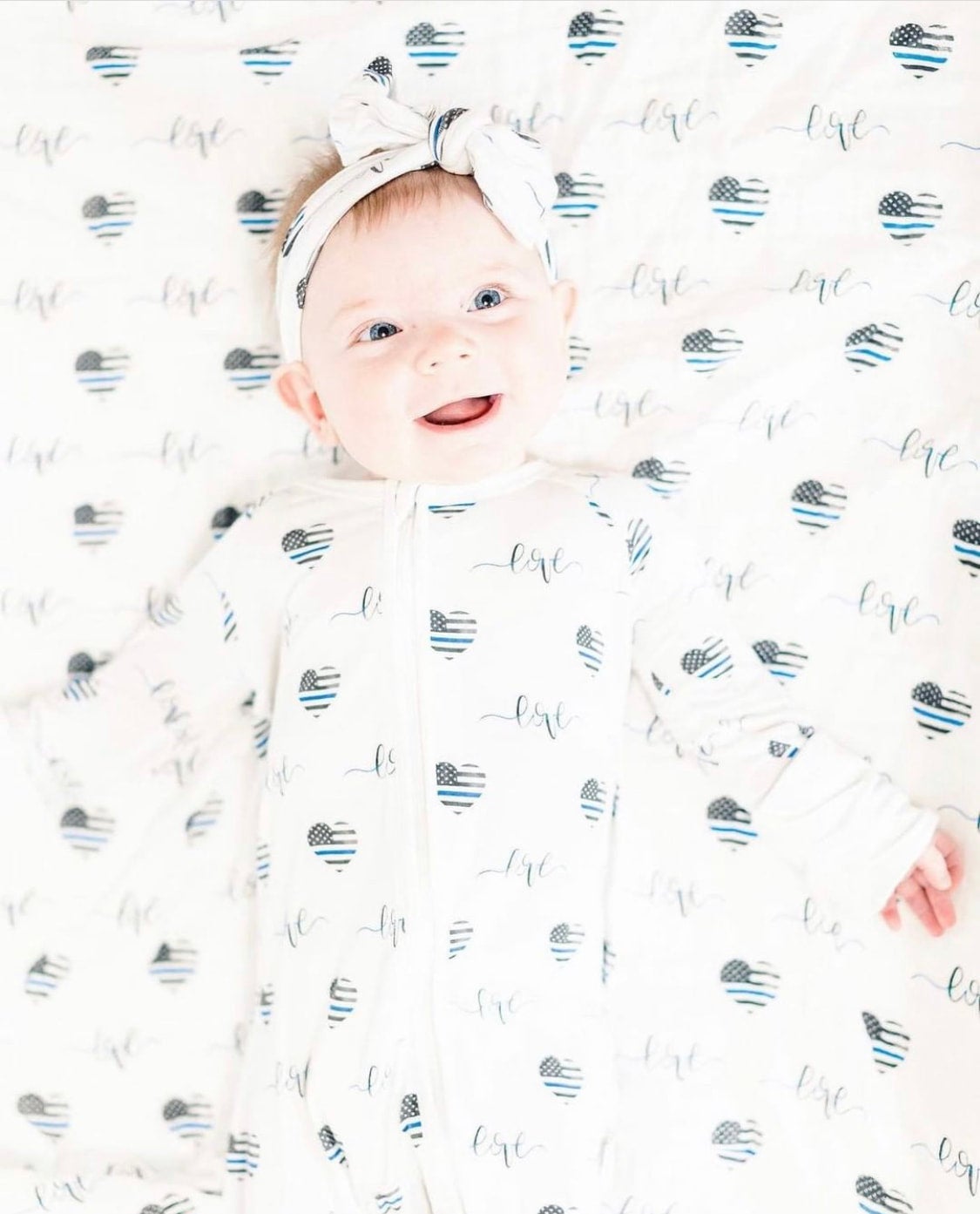 Thin Blue LOVE Muslin Swaddle